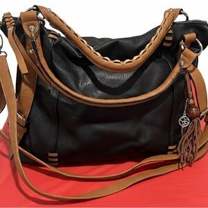 Jessica Simpson Black and Tan Shoulder Bag